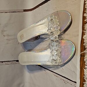 Rhinestone Heels Clear Strap Lucite Heel Party‎ Shoes Evening Dress Sandals